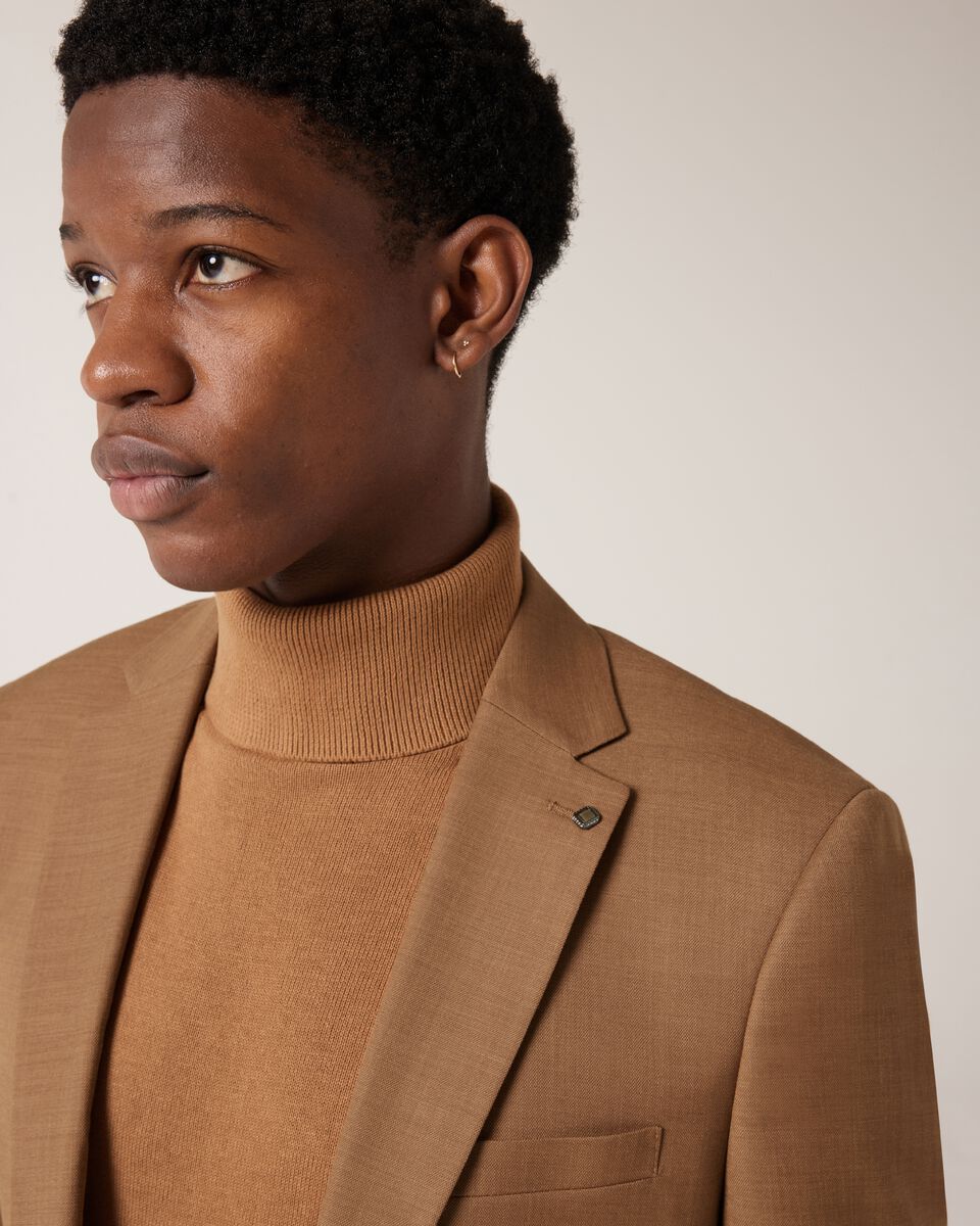 Slim Stretch Single Breasted Tailored Jacket, Tan, hi-res